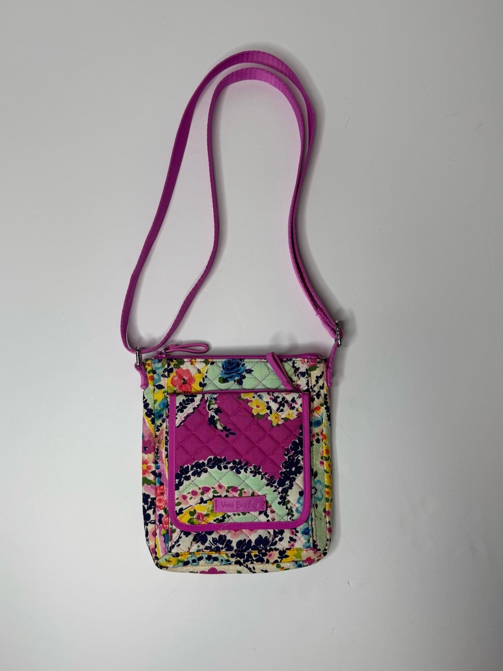 Vera Bradley Mini Hipster Crossbody Bag Pink Floral Quilted Cotton